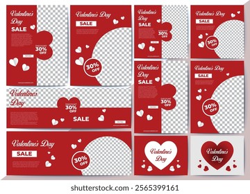 Set of Editable banners, social post, flyer, logo design. Valentine's day sale banner, social post, flyer, logo design with love decoration. Suitable for social media and web internet