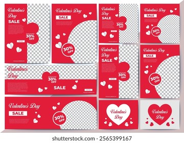 Set of Editable banners, social post, flyer, logo design. Valentine's day sale banner, social post, flyer, logo design with love decoration. Suitable for social media and web internet