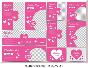 Set of Editable banners, social post, flyer, logo design. Valentine's day sale banner, social post, flyer, logo design with love decoration. Suitable for social media and web internet