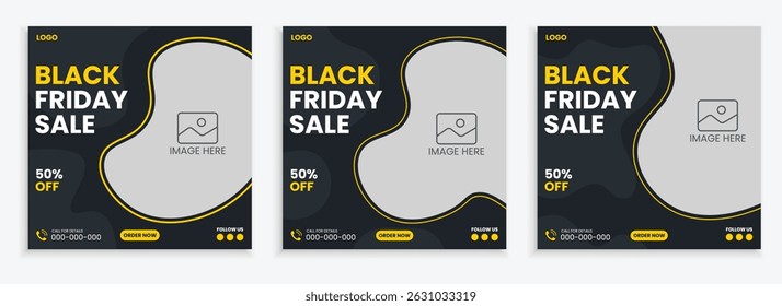 Set of editable Black Friday social media post. promotional Black Friday social media post template.