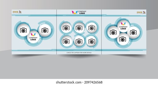 Set of Editable Blue background color Instagram post