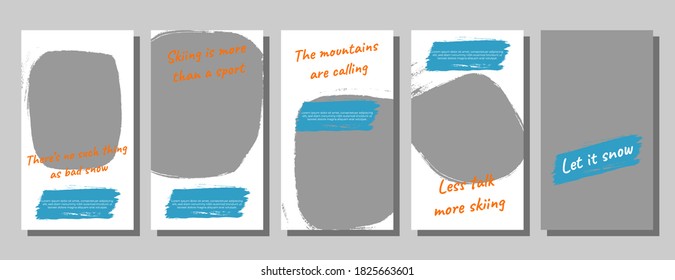 Set of editable brush style for Cocial media stories template.