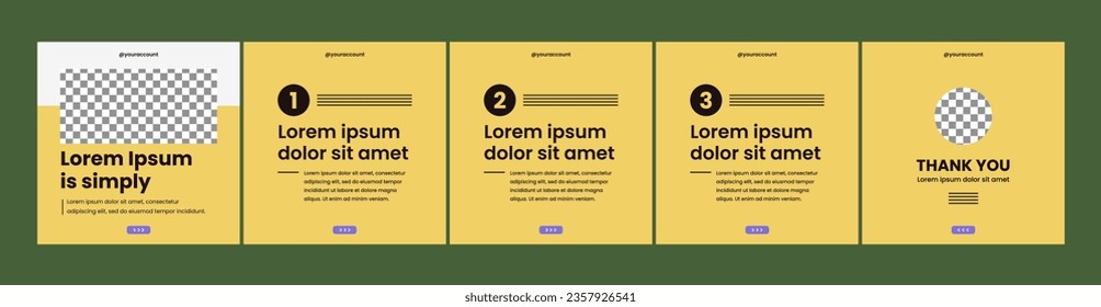 set of editable carousel templates for social media posts. social media template with yellow theme