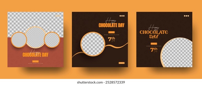 Set of editable Chocolate Day social media banner design templates. Brown theme color banner to Celebrate World Chocolate Day. Suitable for Sale Banner, Posts, Ads, and Promotion 