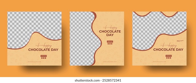 Set of editable Chocolate Day social media banner design templates. Brown theme color banner to Celebrate World Chocolate Day. Suitable for Sale Banner, Posts, Ads, and Promotion 