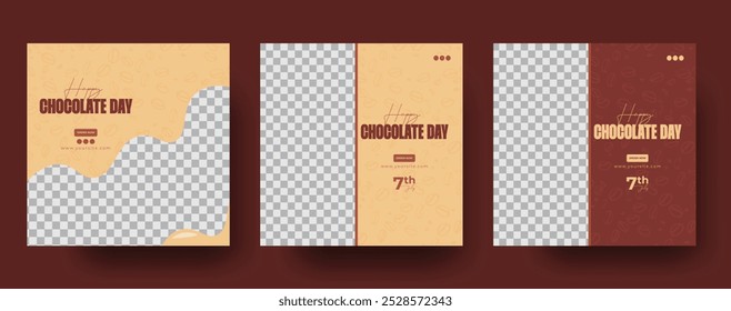 Set of editable Chocolate Day social media banner design templates. Brown theme color banner to Celebrate World Chocolate Day. Suitable for Sale Banner, Posts, Ads, and Promotion 