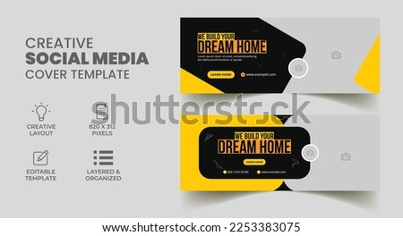 set of editable construction handyman home repair social media banner and facebook cover web banner template 