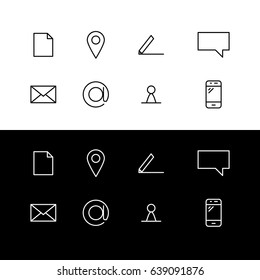 Set of editable contact icons.Icons for web and mobile interfaces.