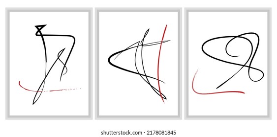 Set of editable contemporary calligraphic design + 6 brushes.