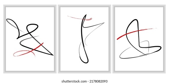 Set of editable contemporary calligraphic design + 6 brushes.