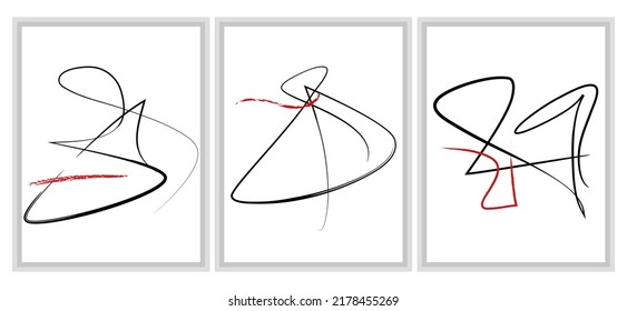 Set of editable contemporary calligraphic design + 6 brushes.