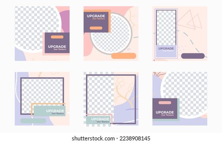 Set of Editable Cute Nature Floral Flower Leaf Minimalist square banner template, social media post and web internet ads Banner