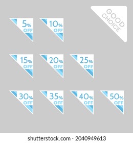 Set of editable discount labels with percent symbols. Geometric simplicity - universal design for web shops, printed stickers, tags, price labels, badges, coupons, flyers etc.