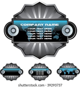 Set of editable electronic and glossy labels for your company - Vector