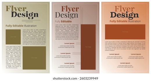 Set of editable flyer templates with placeholder image and text layout
