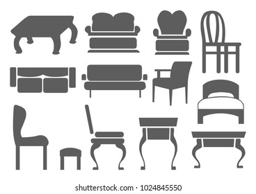 Set Of Editable Furniture Icons. Can Be Used For Web, Mobile, UI And Infographic Design. Vector illustration isolated on white.