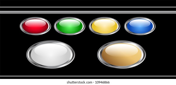 Set of editable glossy web buttons