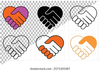 Set of Editable Hand Shake Line Art it is use for web design, mobile apps, UI, UX, and GUI design and print and social media.