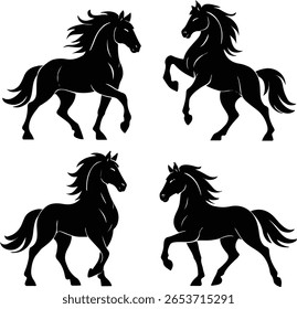 set of editable horse silhouettes