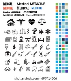 Set Editable icons - Includes silhouette health & medical & healthcare with colors style background theme, isolated on white background. Vector illustration eps 10 Elements graphic design for medicine