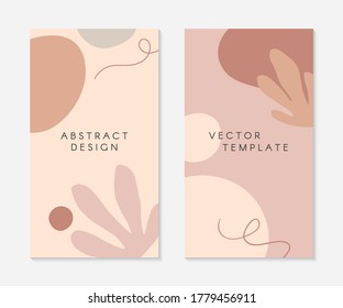 Conjunto de plantillas editables de historias con espacio de copia para texto.Diseños vectoriales modernos con formas orgánicas dibujadas a mano y texturas.Diseño de moda para marketing en medios sociales, post digital, impresiones, banners.