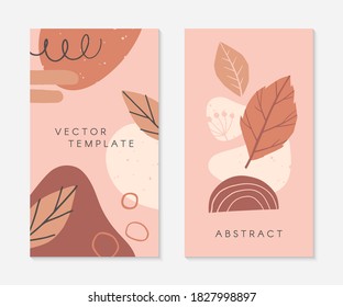 Conjunto de plantillas de historias editables con espacio de copia para texto.Concepto de anuncios y promociones de otoño.Diseños vectoriales modernos.Diseño de moda para marketing en medios sociales, post digital, impresiones, banners.