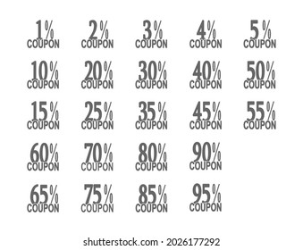 Set of editable labels for discount coupons. Flat style