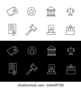 Set of editable law icons. Icons for web and mobile interfaces. 