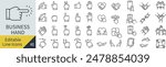 Set of Editable Line Business Hand Icons (Not Outlined)