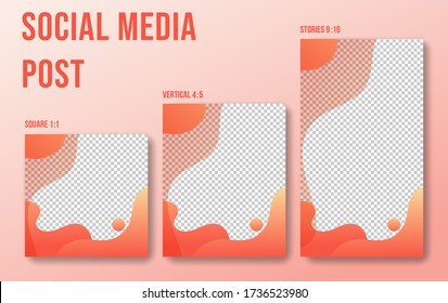 Set of Editable liquid social media post template. Liquid background with gradient. Suitable for social media post and web internet ads. Vector illustration with photo college