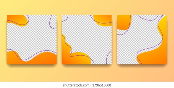 Set of Editable liquid square banner template. Liquid background with gradient. Suitable for social media post and web internet ads. Vector illustration with photo college