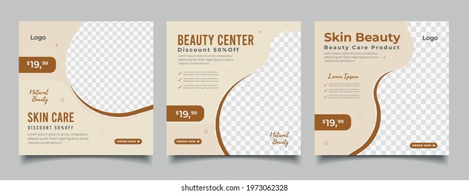 Set of Editable makeup and beauty square banner template design.