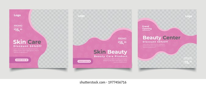 Set of Editable makeup and beauty square banner template design.