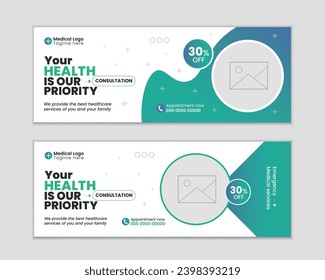 Set of editable medical Facebook cover design template, set of medical web banner design, banner design, dental cover design.