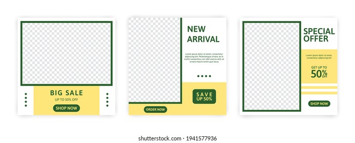 Set of Editable minimal banner for social media template. Suitable for social media post and web internet ads. Vector illustration with photo.