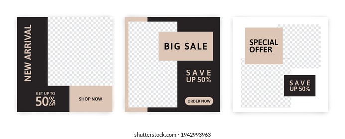 Set of Editable minimal banner for social media template. Suitable for social media post and web internet ads. Vector illustration with photo.