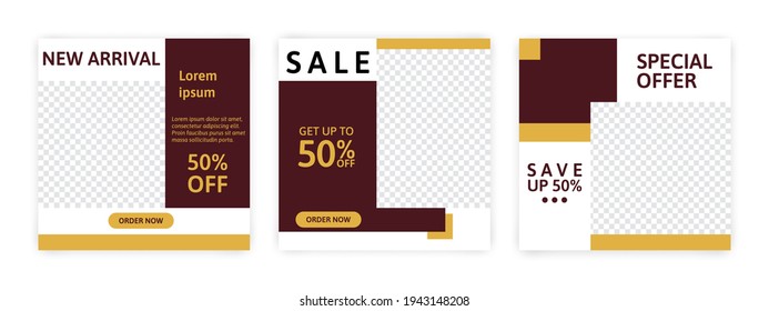 Set of Editable minimal banner for social media template. Suitable for social media post and web internet ads. Vector illustration with photo.