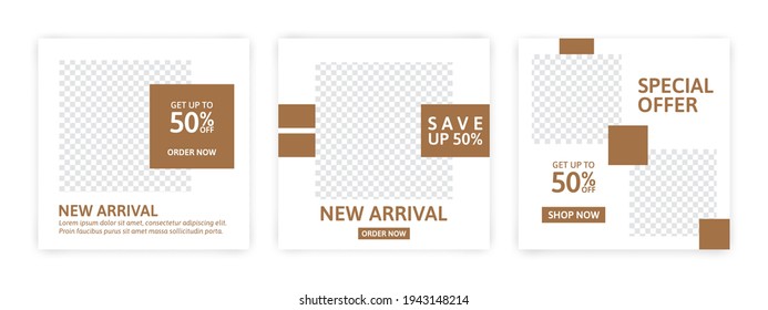 Set of Editable minimal banner for social media template. Suitable for social media post and web internet ads. Vector illustration with photo.