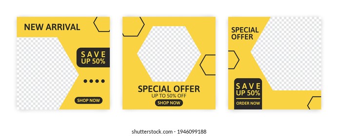Set of Editable minimal banner for social media template. Suitable for social media post and web internet ads. Vector illustration with photo.