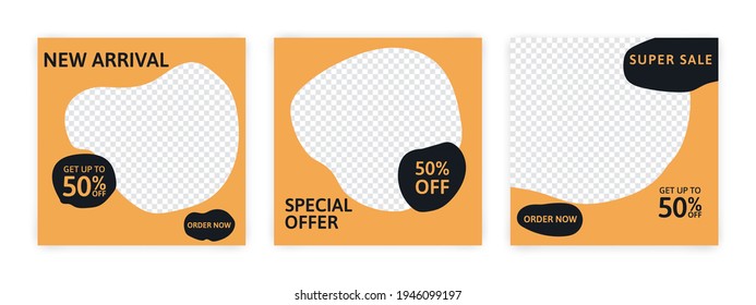 Set of Editable minimal banner for social media template. Suitable for social media post and web internet ads. Vector illustration with photo.