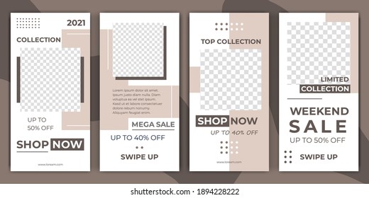 Set of editable minimal layout social media stories template pastel color for personal or business. Social media story post. Can be use for web, banner, poster, shop, discount, sale, product