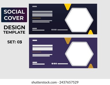 Set of Editable minimal polygon shape cover template. Dark  background color with triangle shape. Suitable for social media post and web internet ads. Vector illustration with photo college.