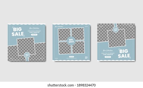 Set of editable minimal social media post banner template suitable for promotion post and web internet ads