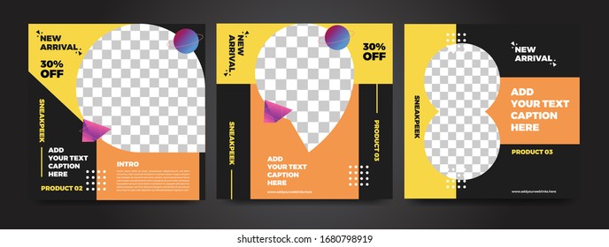 Set of Editable minimal square banner template.geometric background design. Suitable for social media post and web internet ads. Vector illustration with photo college