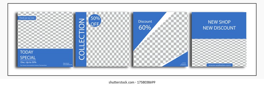 Set of Editable minimal square banner template. trendy color background  with stripe line shape. Suitable for social media post and web internet ads. Vector illustration with photo college