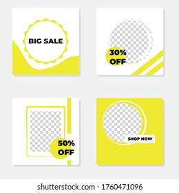 Set of Editable minimal square banner template. Suitable for social media post and web ads.