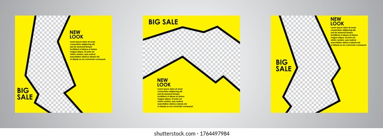 Set of Editable minimal square banner template. Suitable for social media post and web internet ads. Vector illustration with photo college.