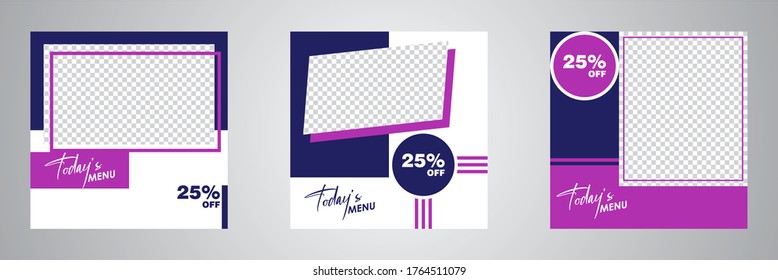 Set of Editable minimal square banner template. Suitable for social media post and web internet ads. Vector illustration with photo college.