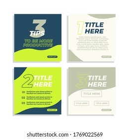 Set of Editable minimal square banner template. Blue and Green background color with stripe line shape. Suitable for social media post and web/internet ads. Vector illustration with photo college