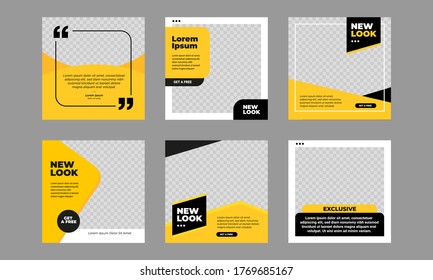 	
Set Editable minimal square banner template  Black   yellow background color and stripe line shape  Suitable for social media post   web internet ads  Vector illustration and photo college